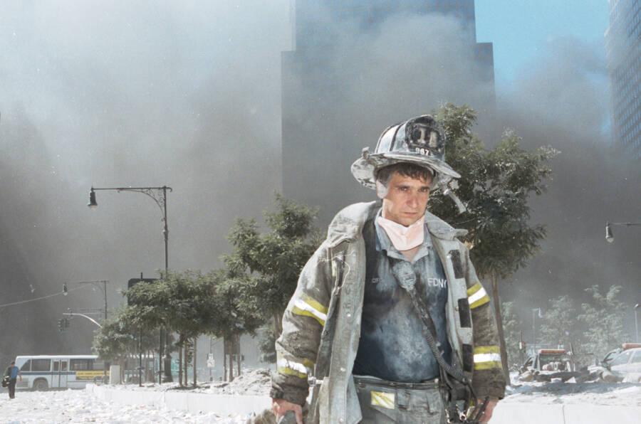 September 11th Firefighter Covered In Ash