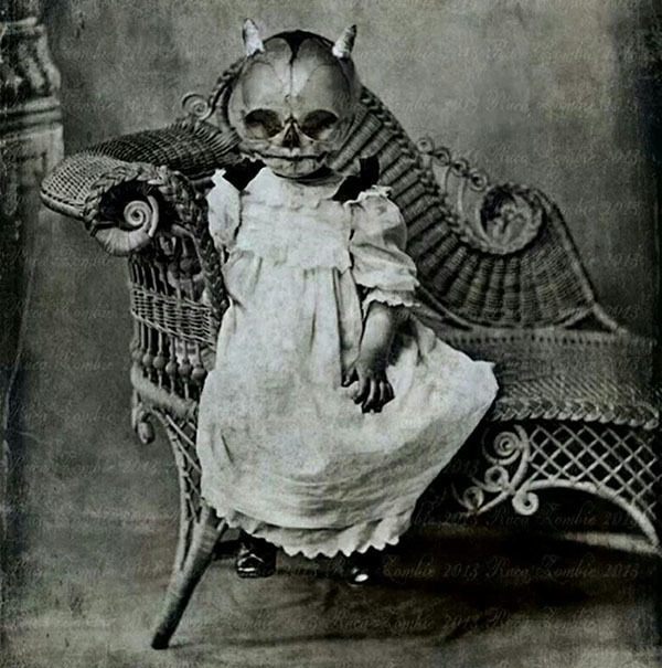 Creepy Vintage Halloween Costumes Wicker Chair