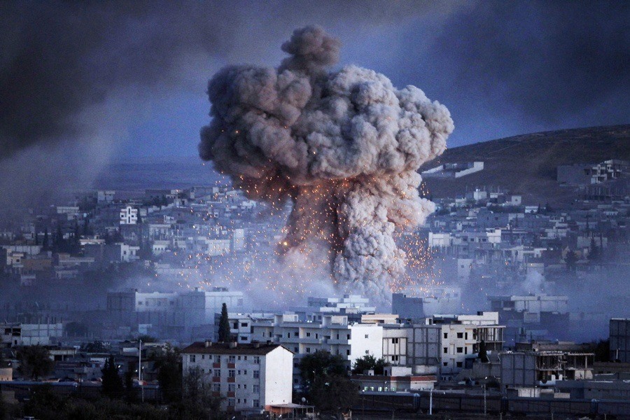 War Against Isis Explosion Smoke