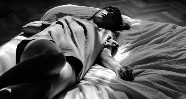 Woman Lying Bed Insomnia