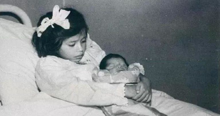 Lina Medina Holding Her Son OG