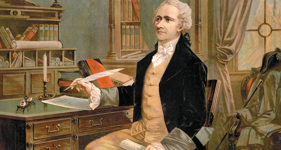 Hamilton Writing At A Desk