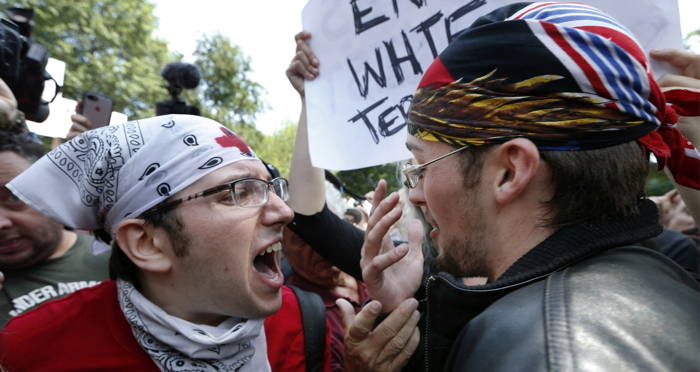 Opposing Protesters Yelling