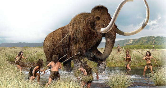 Mammoth Hunting Illustration