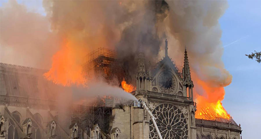 Burning Exterior Notre Dame