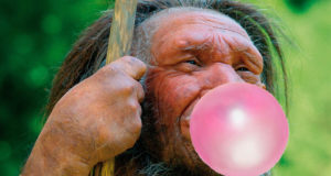 Stone Age Man Blows Bubble With Gum Featured