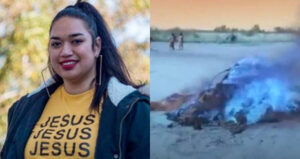 Christian Missionary And Aboriginal Bonfire