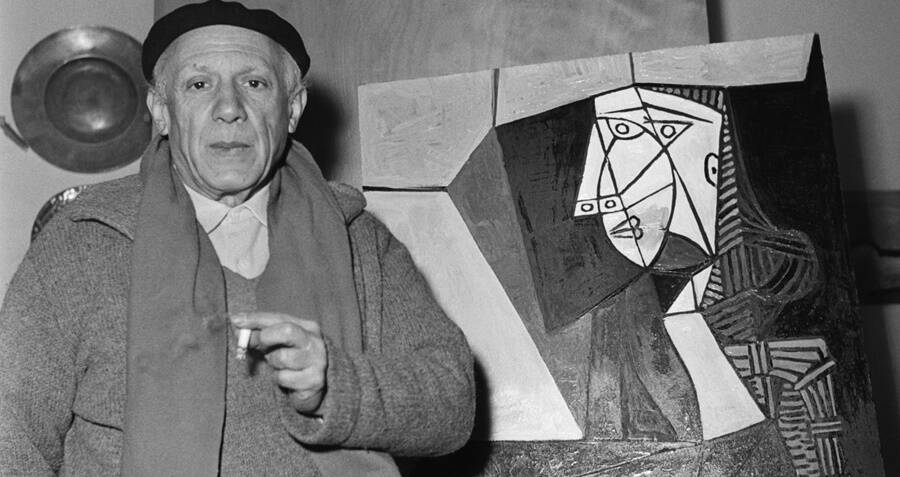 Picasso With His Painting