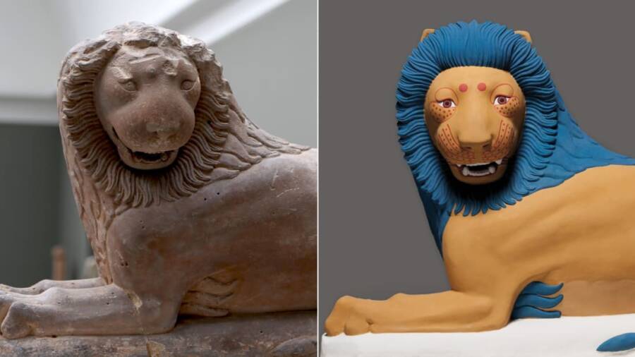 Loutraki Lion In White And Color