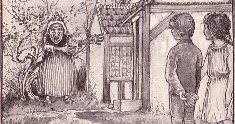 Drawing Of Witch And Hansel And Gretel Featured