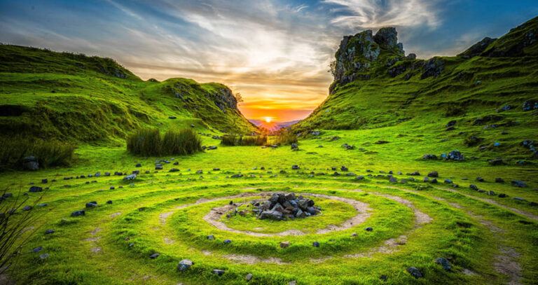 Fairy Glen In Scotland At Sunset