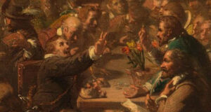 Painting Of Men Arguing For Tulips Featured