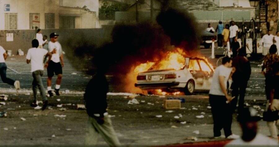Car On Fire In La Riots