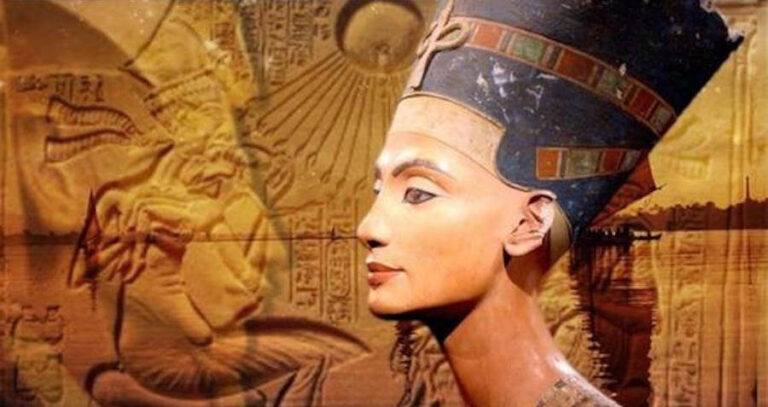Queen Nefertiti In Front Of Hieroglyphs