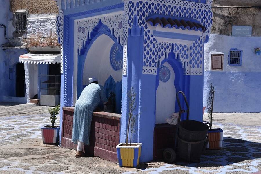Public Fountain In The "Blue Pearl" Of Morocco