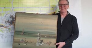 Police Holding Yves Tanguy Painting