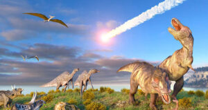 Dinosaurs Gawking At Meteor
