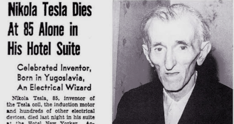 Nikola Tesla Death Notice