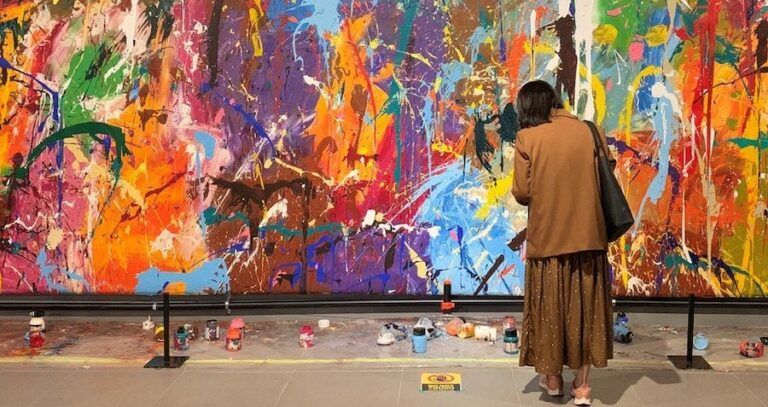 Visitor And John Andrew Perello Painting