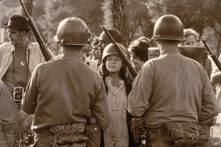 Young Woman Facing Police