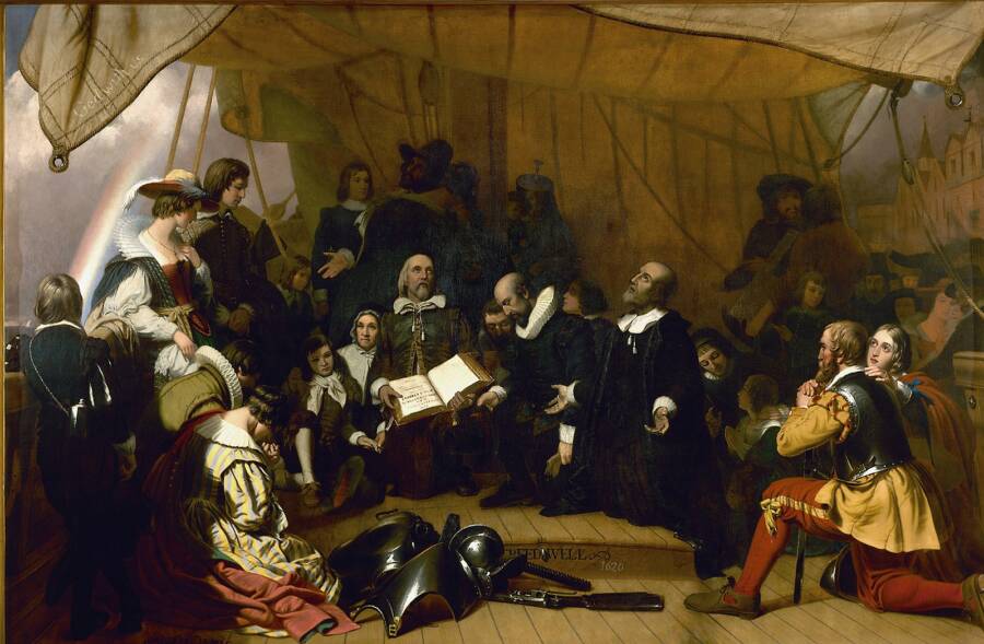 Pilgrims Aboard The Mayflower