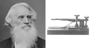 Samuel Morse Alongside Telegraph Machine